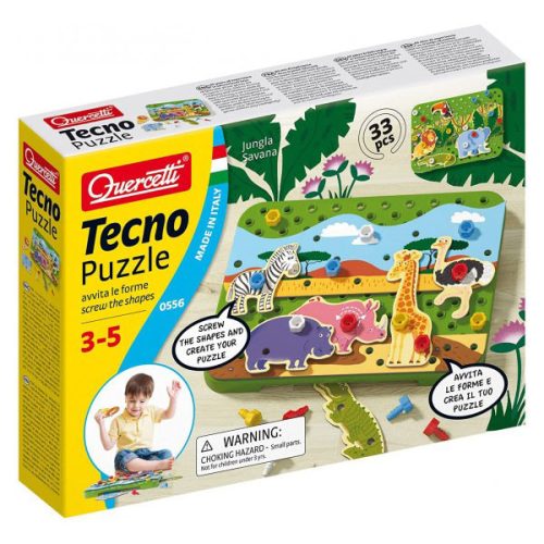 Joc creativ Tecno Puzzle, Animale din jungla si savana Quercetti