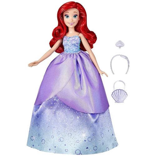 Papusa de moda Disney Princesses Life, Ariel, 10 combinații de ținute