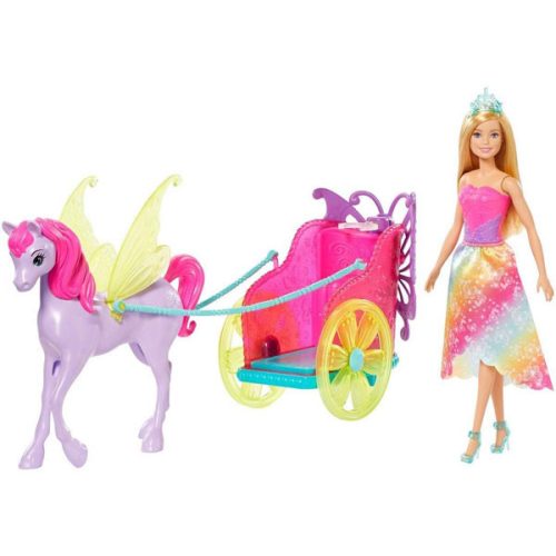 Set de Joaca Barbie Dreamtopia, papusa cu caleasca, GJK53