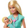 Set joaca Mattel Papusa Barbie Medic Pediatru cu 2 bebelusi, GKH23
