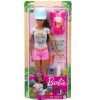 Papusa Barbie bruneta, face drumetii cu 9 accesorii