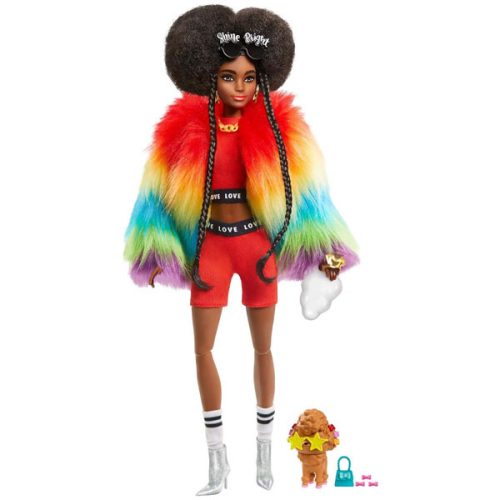Papusa Barbie Afro Extra Style - Curcubeu, GVR04, 29cm