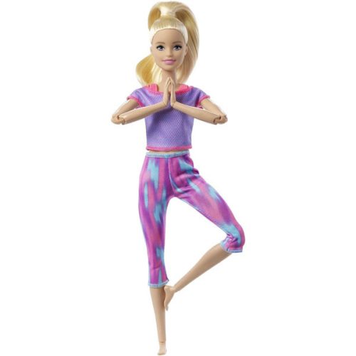 Papusa Barbie Made to move, cu articulatii, par blond, GXF04, 29cm