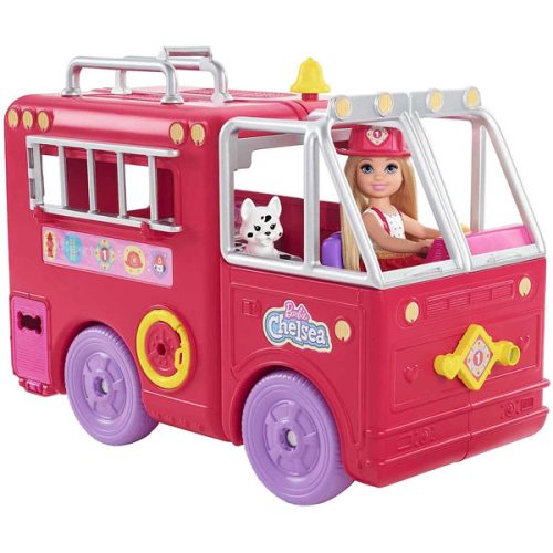Papusa Barbie, Chelsea cu masina de pompieri,si accesorii, HCK73