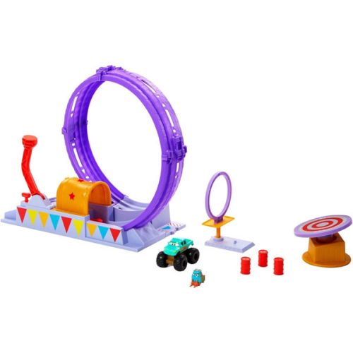 Set de joaca Disney Cars On The Road, Showtime Loop cu Ivy Monster Truck, lansator și ținta mobila