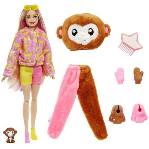 Papusa Barbie Cutie Reveal Jungle Monkey, 29cm, HKR01